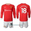 Conjunto (Camiseta+Pantalón Corto) Manga Larga Manchester United Bruno Fernandes 18 Primera Equipación 2021/22 - Niño